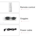 Remote control, goggles, and power cable